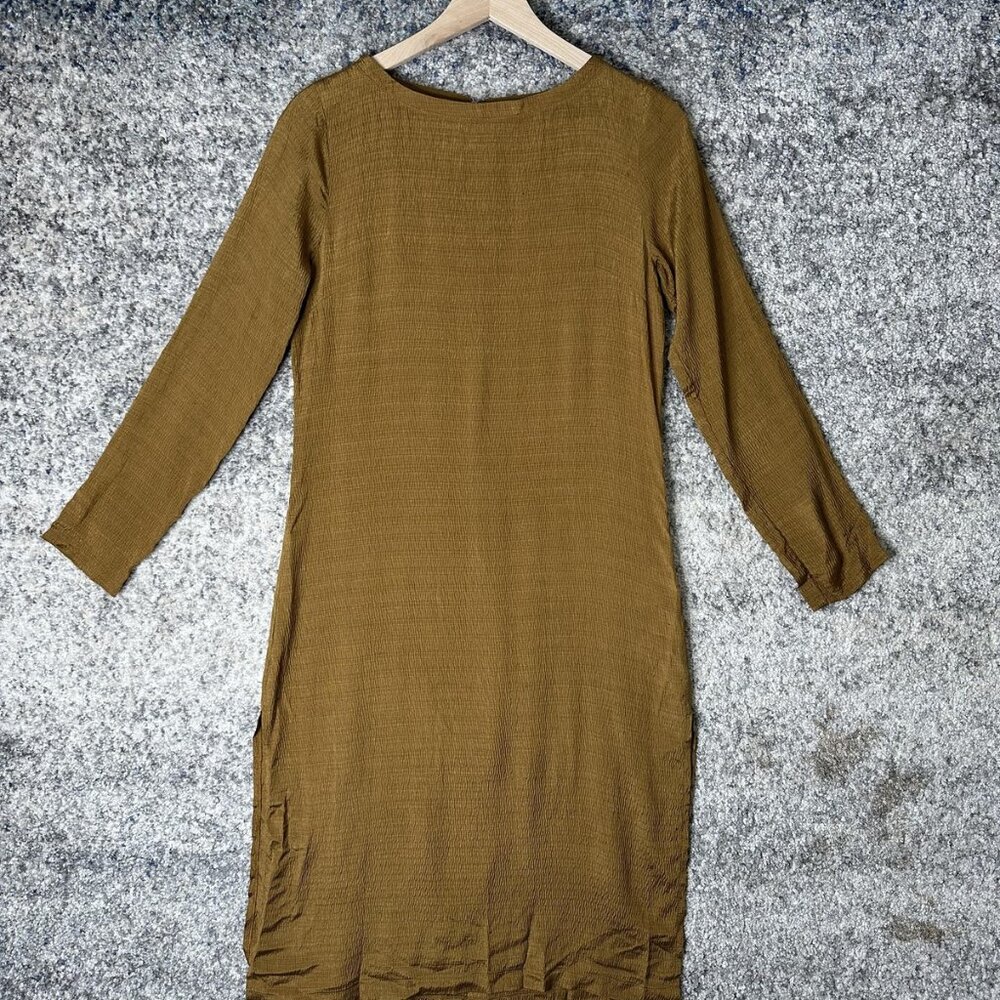 Reformation Dress Womens Small Brown Long Sleeve Textured Midi‎ Made USA